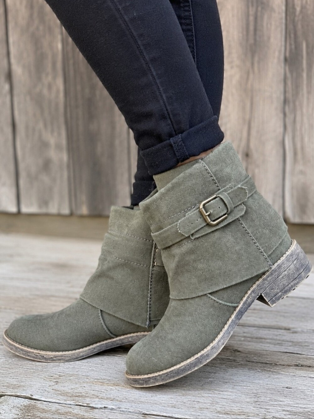 Rocket Dog Torino Boho Moto Minimalist Canvas Strap Buckle Bootie 7.5M